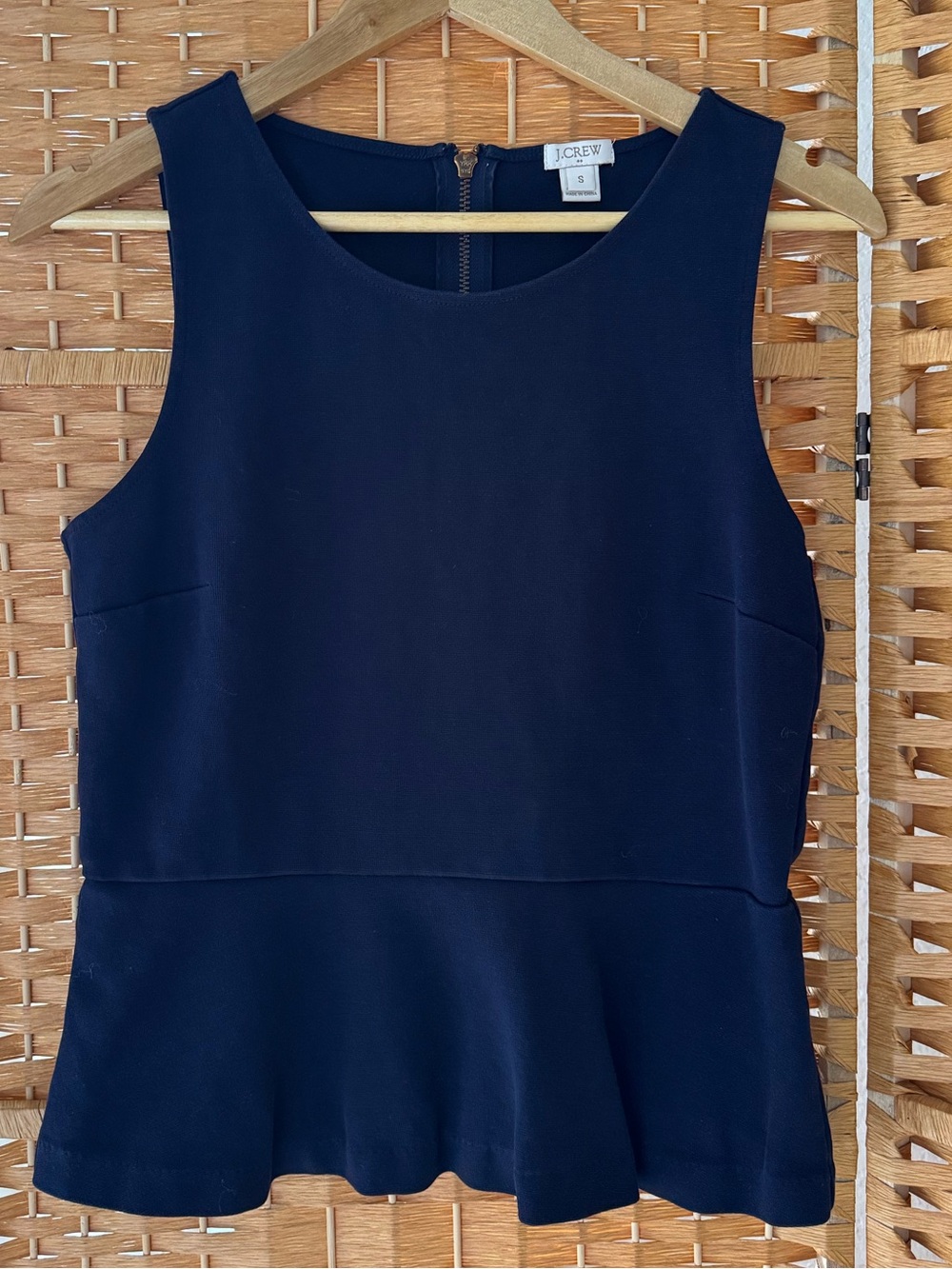 J. Crew Navy Sleeveless Peplum Shell Top